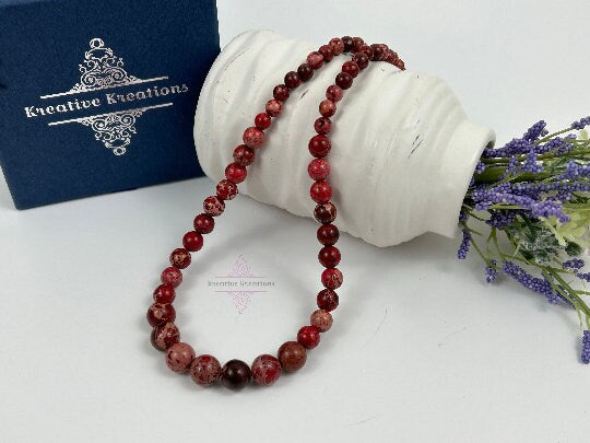 Imperial Jasper Necklace, Red Jasper Necklace, Natural Stone Necklace, Gift her, Healing Stones, Personalized Necklace, Gemstones Jewelry