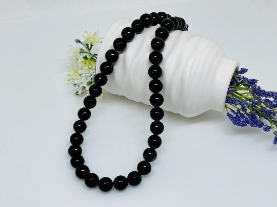 Obsidian Necklace, Golden Obsidian, Healing Stone Yoga Necklace, Energy Necklace Gift, Black Beaded Necklace, Black Necklace, Gift for Her