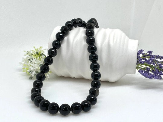 Obsidian Necklace, Golden Obsidian, Healing Stone Yoga Necklace, Energy Necklace Gift, Black Beaded Necklace, Black Necklace, Gift for Her