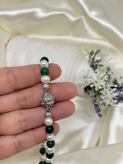 Jade Necklace, Choker Necklace, Beaded Necklace, Freshwater Pearl Necklace, Gemstone Necklace, Trendy Necklace, Birthday Gift for Her