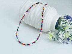 Freshwater Pearl Necklace, Mismatched Seed Beads Necklace, Rainbow Choker Necklace, Birthday Gift for Her, Pearl Choker