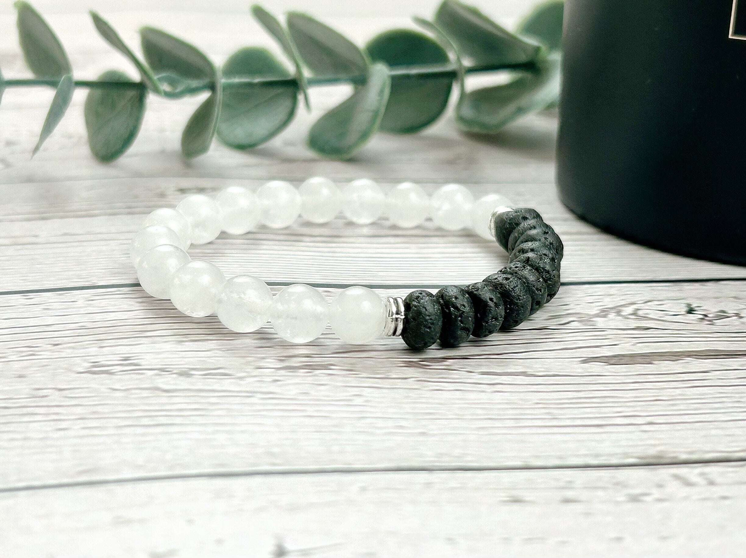 Essential Oil Bracelet, Aromatherapy Bracelet, Diffuser Bracelet, Moonstone Bracelet, Handmade Bracelet, Black Lava Rock, Promise Bracelet