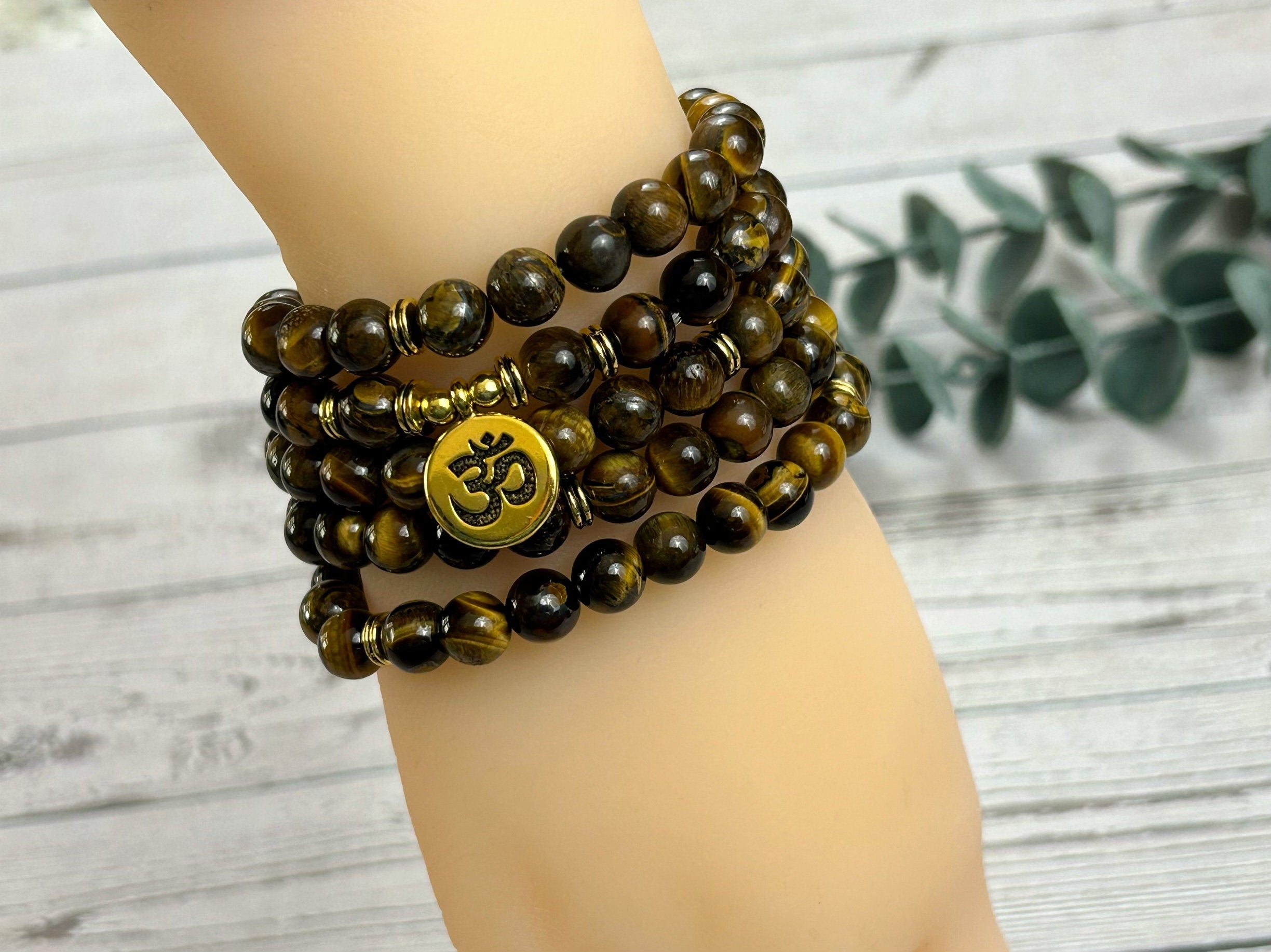 108 Mala Necklace, Tigers Eye Necklace, Prayer Beads Necklace, 108 Mala Beads Bracelet, Meditation Necklace, Handmade Jewelry