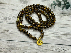 108 Mala Necklace, Tigers Eye Necklace, Prayer Beads Necklace, 108 Mala Beads Bracelet, Meditation Necklace, Handmade Jewelry