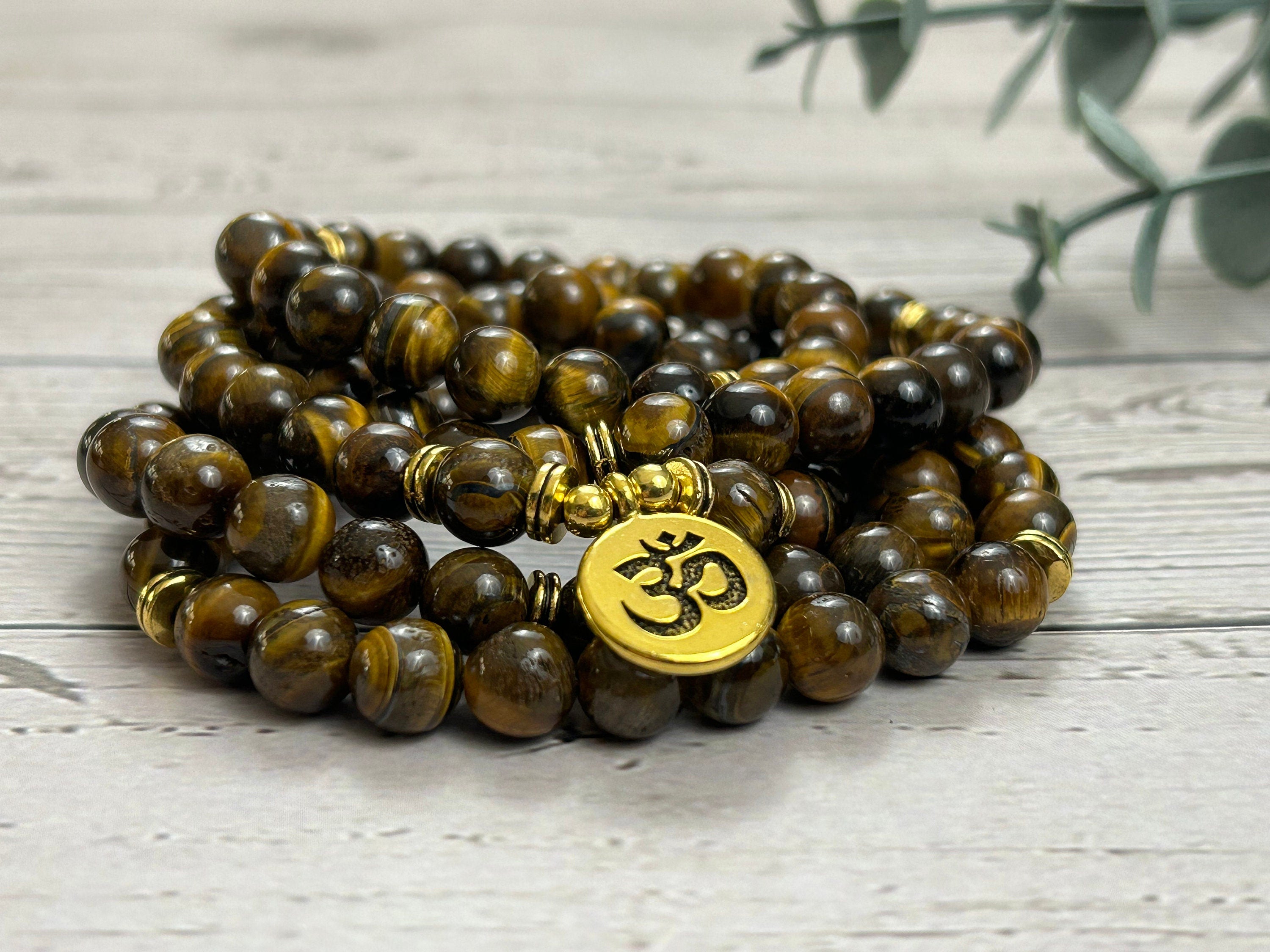 108 Mala Necklace, Tigers Eye Necklace, Prayer Beads Necklace, 108 Mala Beads Bracelet, Meditation Necklace, Handmade Jewelry