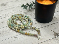 108 Mala Beads Necklace, Amazonite Necklace, Prayer Beads, 108 Mala Beads Bracelet, Meditation Necklace, Handmade Jewelry