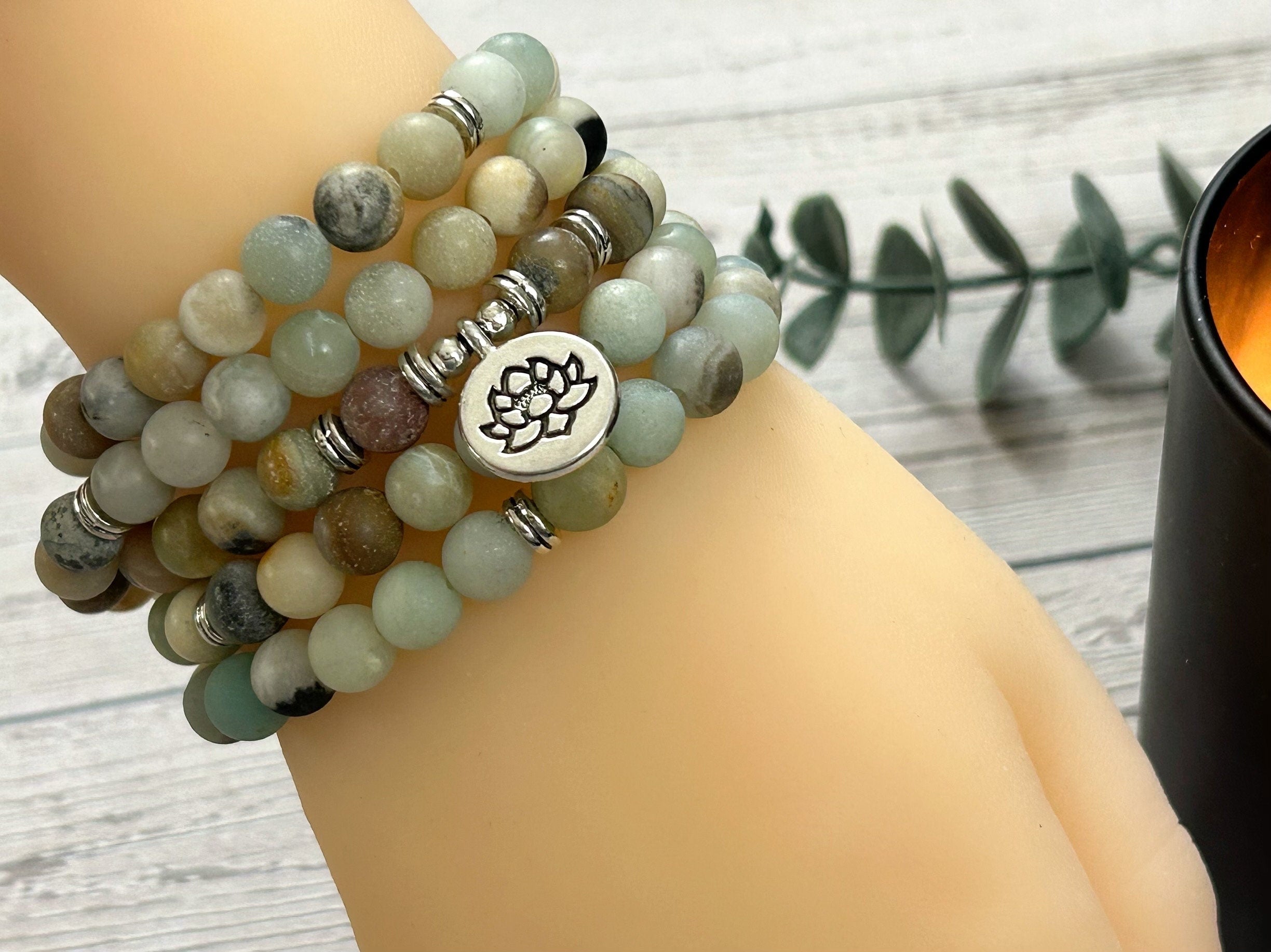 108 Mala Beads Necklace, Amazonite Necklace, Prayer Beads, 108 Mala Beads Bracelet, Meditation Necklace, Handmade Jewelry