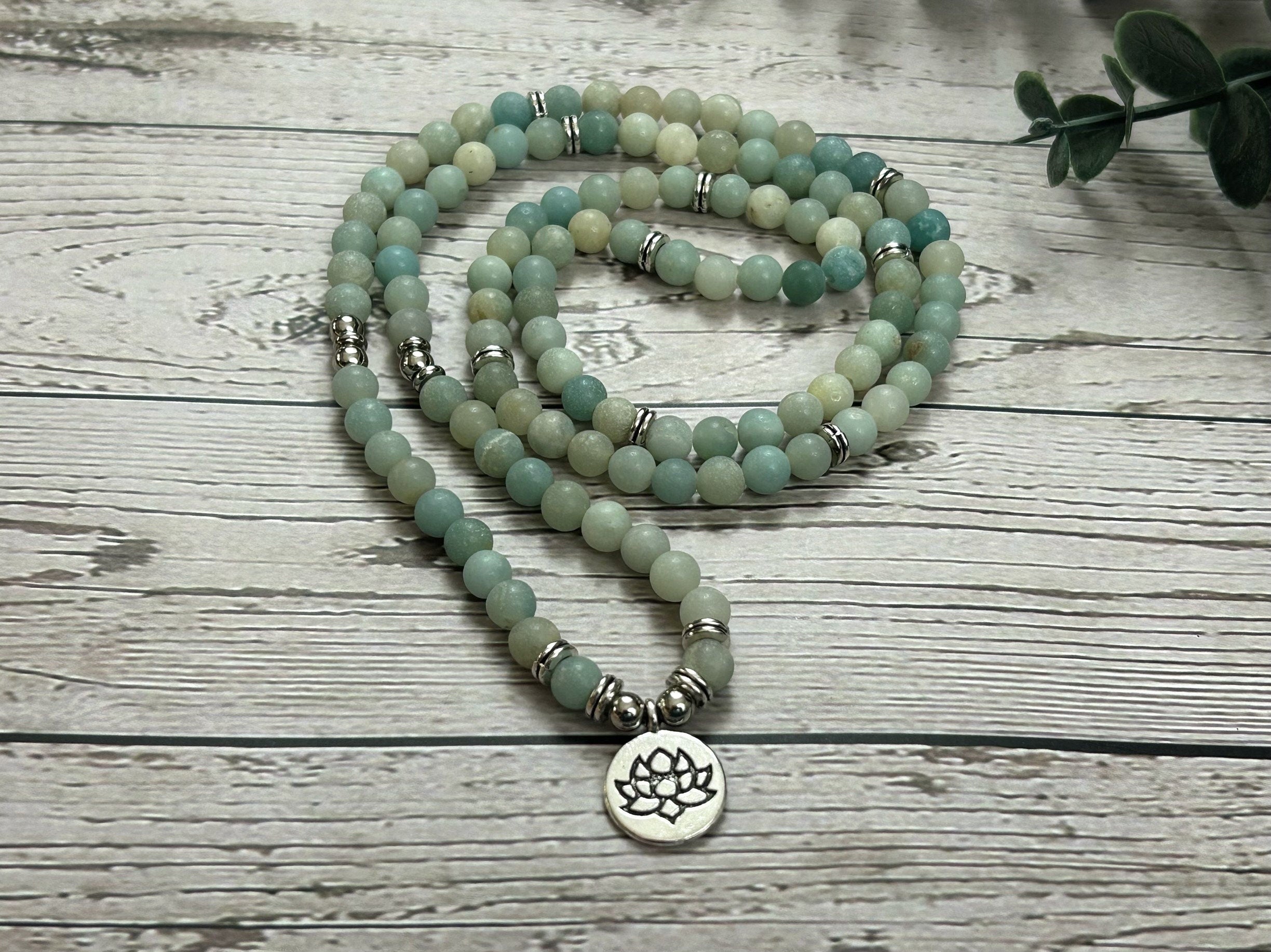 108 Mala Beads Necklace, Amazonite Necklace, Prayer Beads, 108 Mala Beads Bracelet, Meditation Necklace, Handmade Jewelry