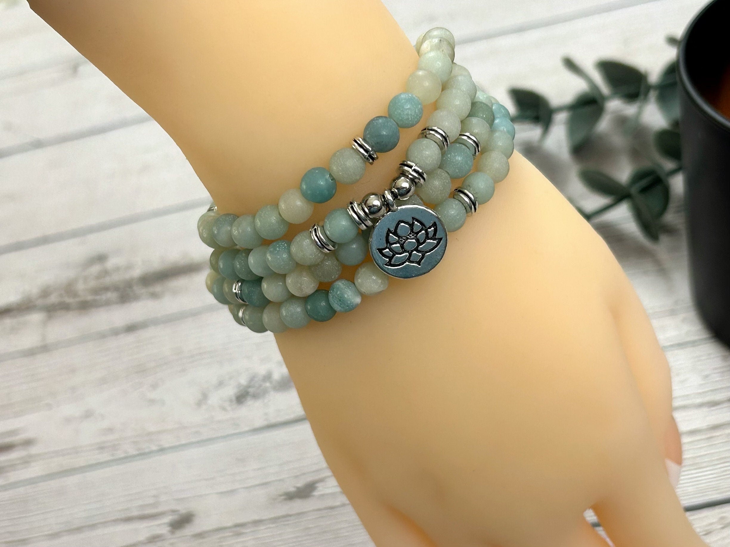 108 Mala Beads Necklace, Amazonite Necklace, Prayer Beads, 108 Mala Beads Bracelet, Meditation Necklace, Handmade Jewelry