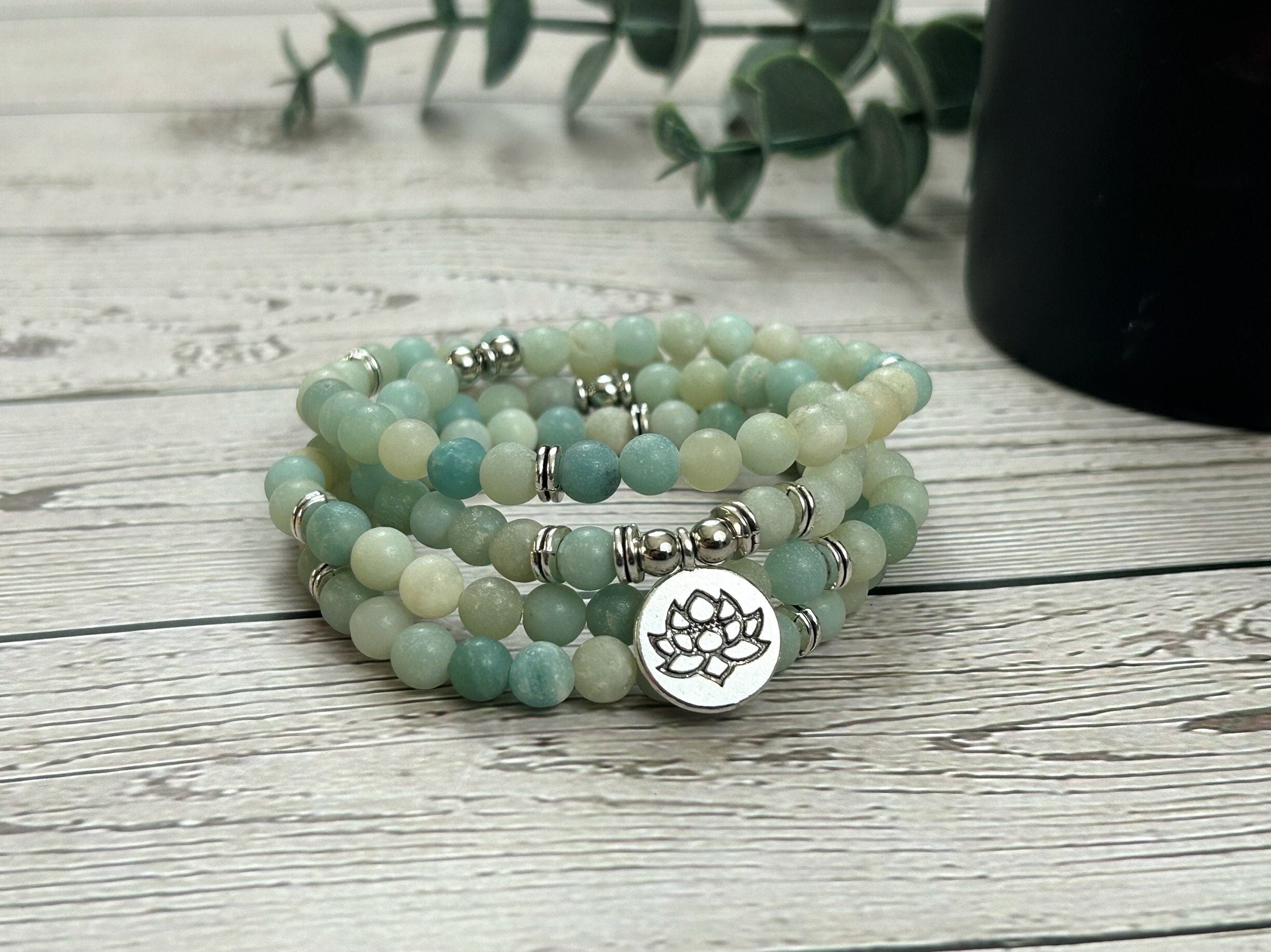 108 Mala Beads Necklace, Amazonite Necklace, Prayer Beads, 108 Mala Beads Bracelet, Meditation Necklace, Handmade Jewelry