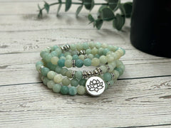 108 Mala Beads Necklace, Amazonite Necklace, Prayer Beads, 108 Mala Beads Bracelet, Meditation Necklace, Handmade Jewelry