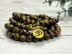 108 Mala Necklace, Tigers Eye Necklace, Prayer Beads Necklace, 108 Mala Beads Bracelet, Meditation Necklace, Handmade Jewelry