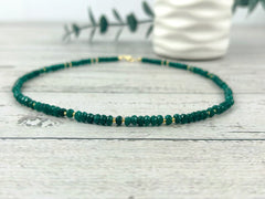 Choker Necklace, Emerald Necklace, Layering Necklace, Collar Choker, Beaded Necklace, Handmade Jewelry, Unique Necklace