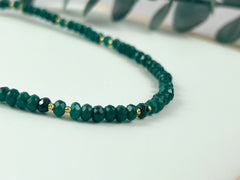 Choker Necklace, Emerald Necklace, Layering Necklace, Collar Choker, Beaded Necklace, Handmade Jewelry, Unique Necklace