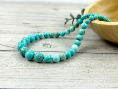 Turquoise Necklace, Blue Beaded Necklace for Her, Turquoise Beads Necklace, Boho Necklace, Personalized Jewelry, Birthday Gift for Her