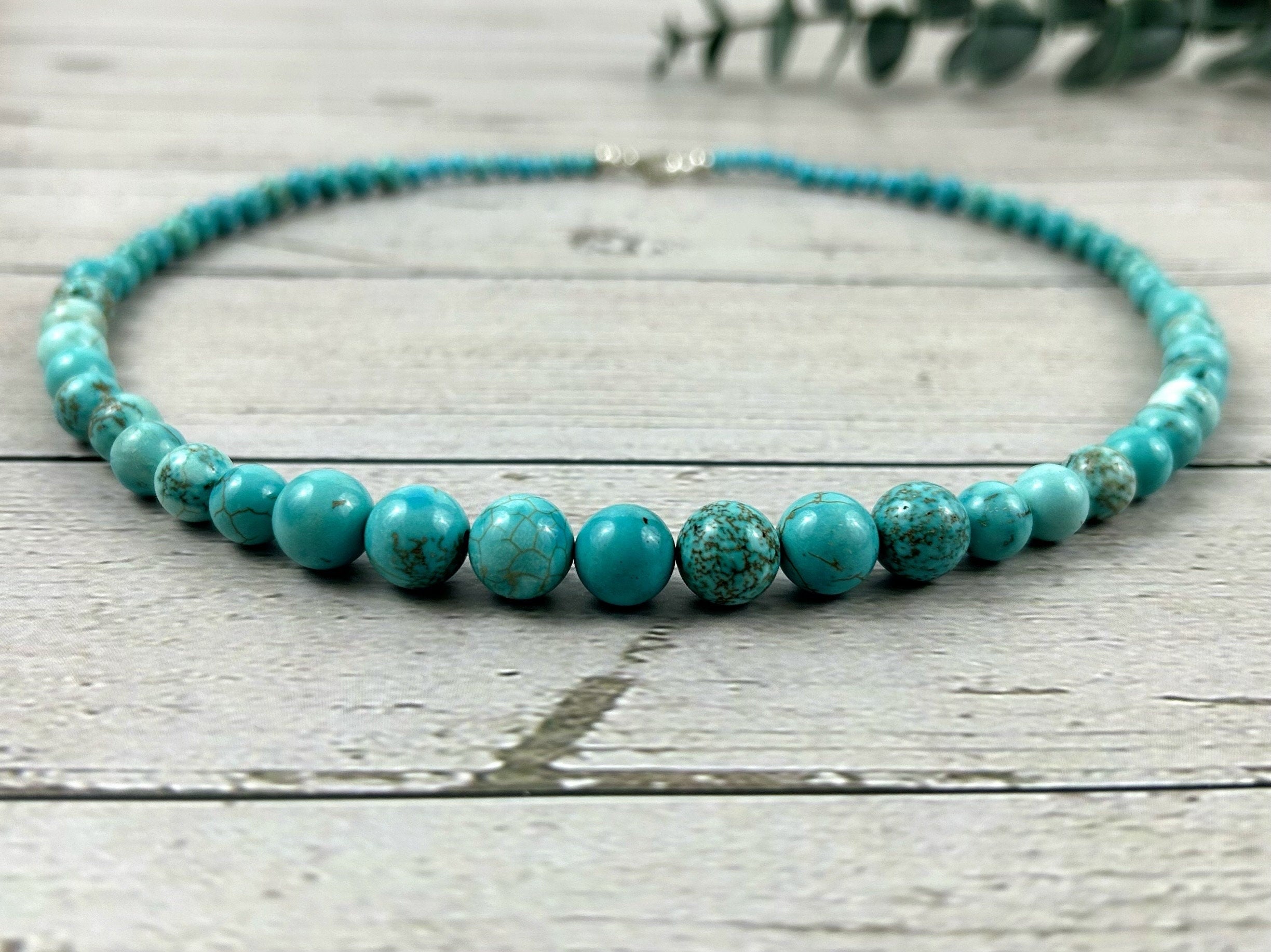 Turquoise Necklace, Blue Beaded Necklace for Her, Turquoise Beads Necklace, Boho Necklace, Personalized Jewelry, Birthday Gift for Her