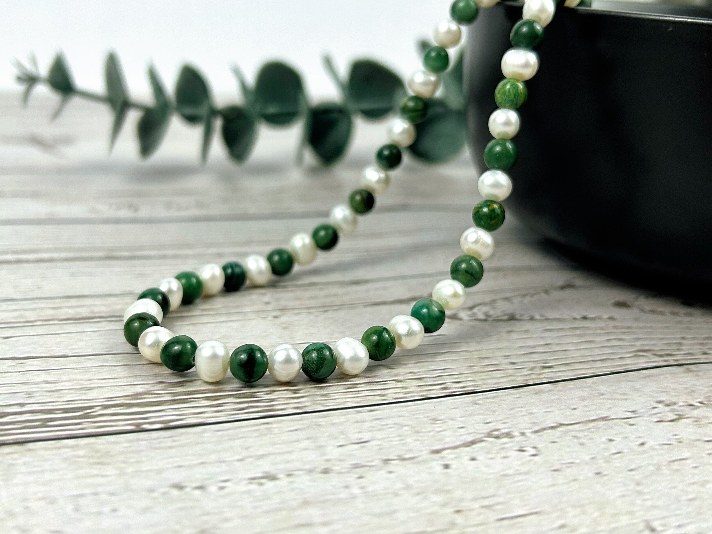 Jade Necklace, Choker Necklace, Beaded Necklace, Freshwater Pearl Necklace, Gemstone Necklace, Trendy Necklace, Birthday Gift for Her