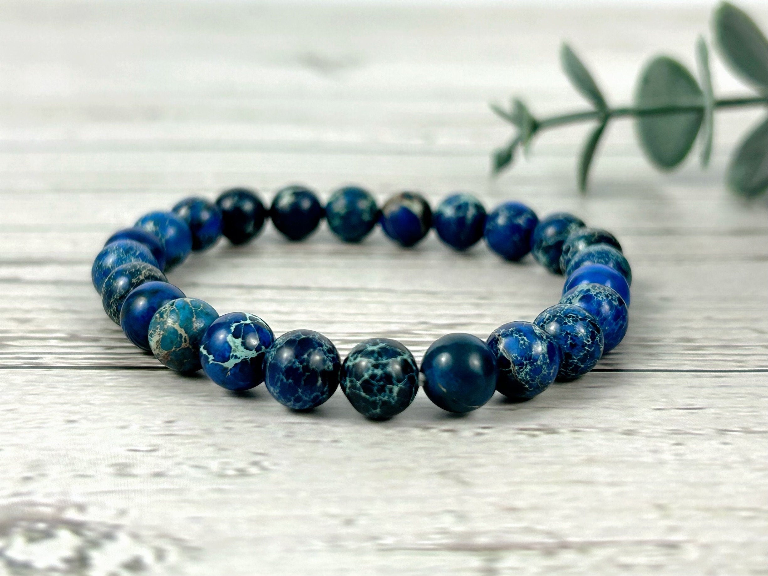 Blue Jasper Bracelet, Blue Beaded Bracelet, Gemstone Bracelet, Handmade Bracelet, Birthday Gift for Her, Gift for Him