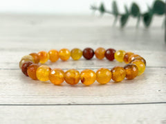 Orange Agate Bracelet, Beaded Bracelet, Natural Stone Bracelet, Gemstone Bracelet, Handmade Bracelet, Birthday Gift for Her, Gift for Him