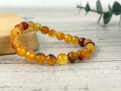 Orange Agate Bracelet, Beaded Bracelet, Natural Stone Bracelet, Gemstone Bracelet, Handmade Bracelet, Birthday Gift for Her, Gift for Him