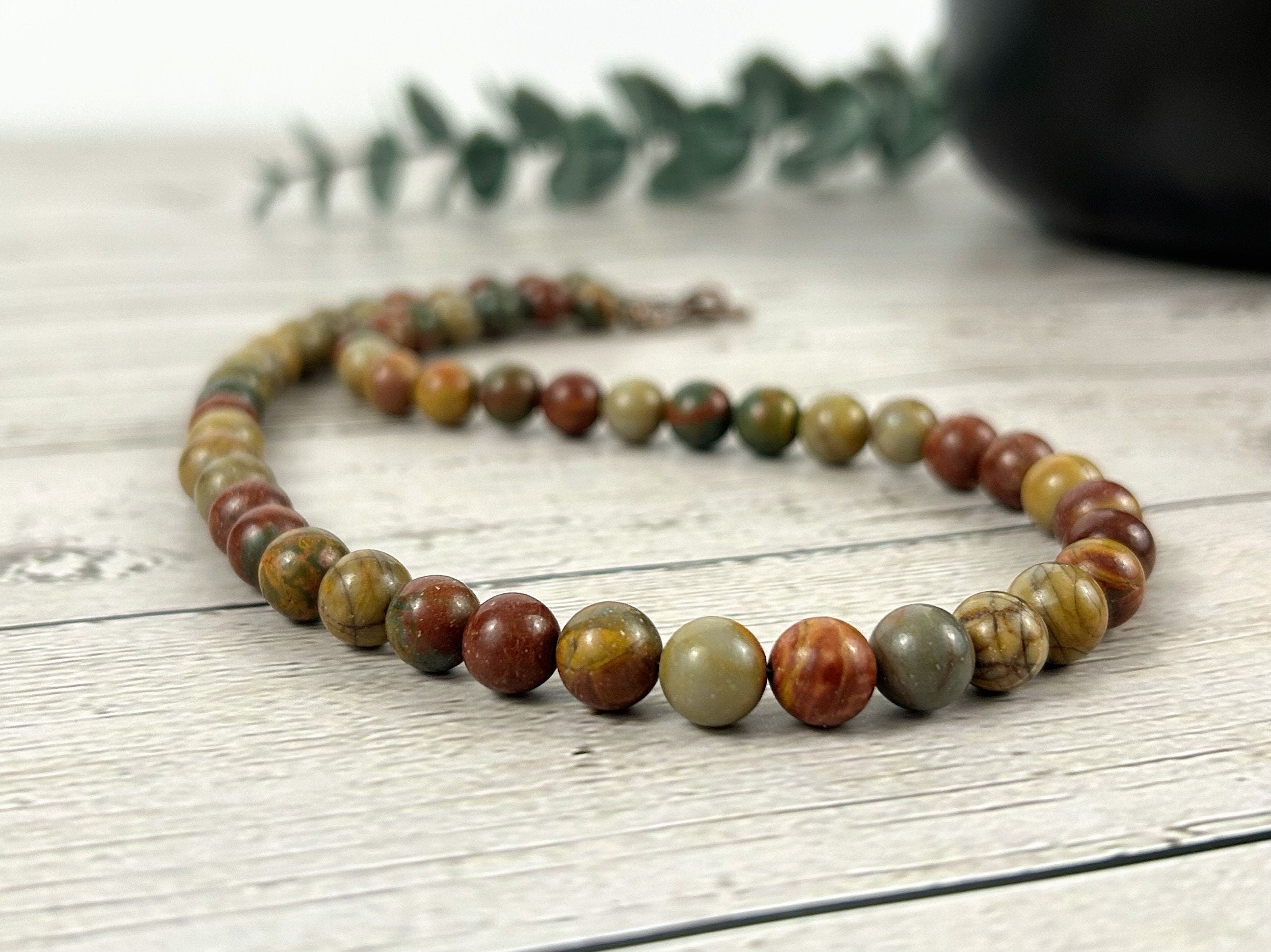 Picasso Jasper Necklace, Beaded Necklace, Gemstones Jewelry, Stone Necklace, Protection Necklace, Women Necklace, Necklace Gift for Her