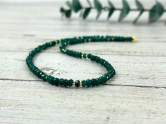 Choker Necklace, Emerald Necklace, Layering Necklace, Collar Choker, Beaded Necklace, Handmade Jewelry, Unique Necklace