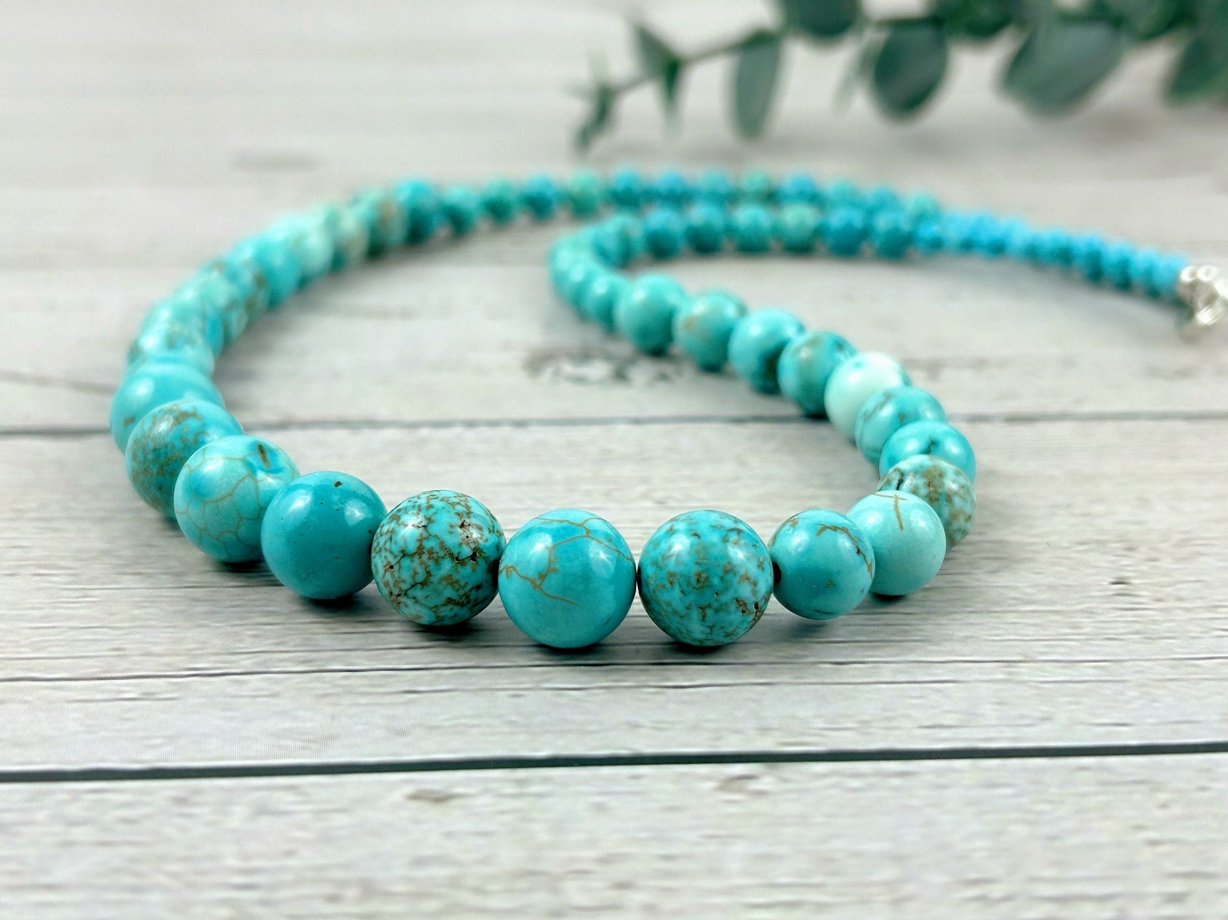 Turquoise Necklace, Blue Beaded Necklace for Her, Turquoise Beads Necklace, Boho Necklace, Personalized Jewelry, Birthday Gift for Her