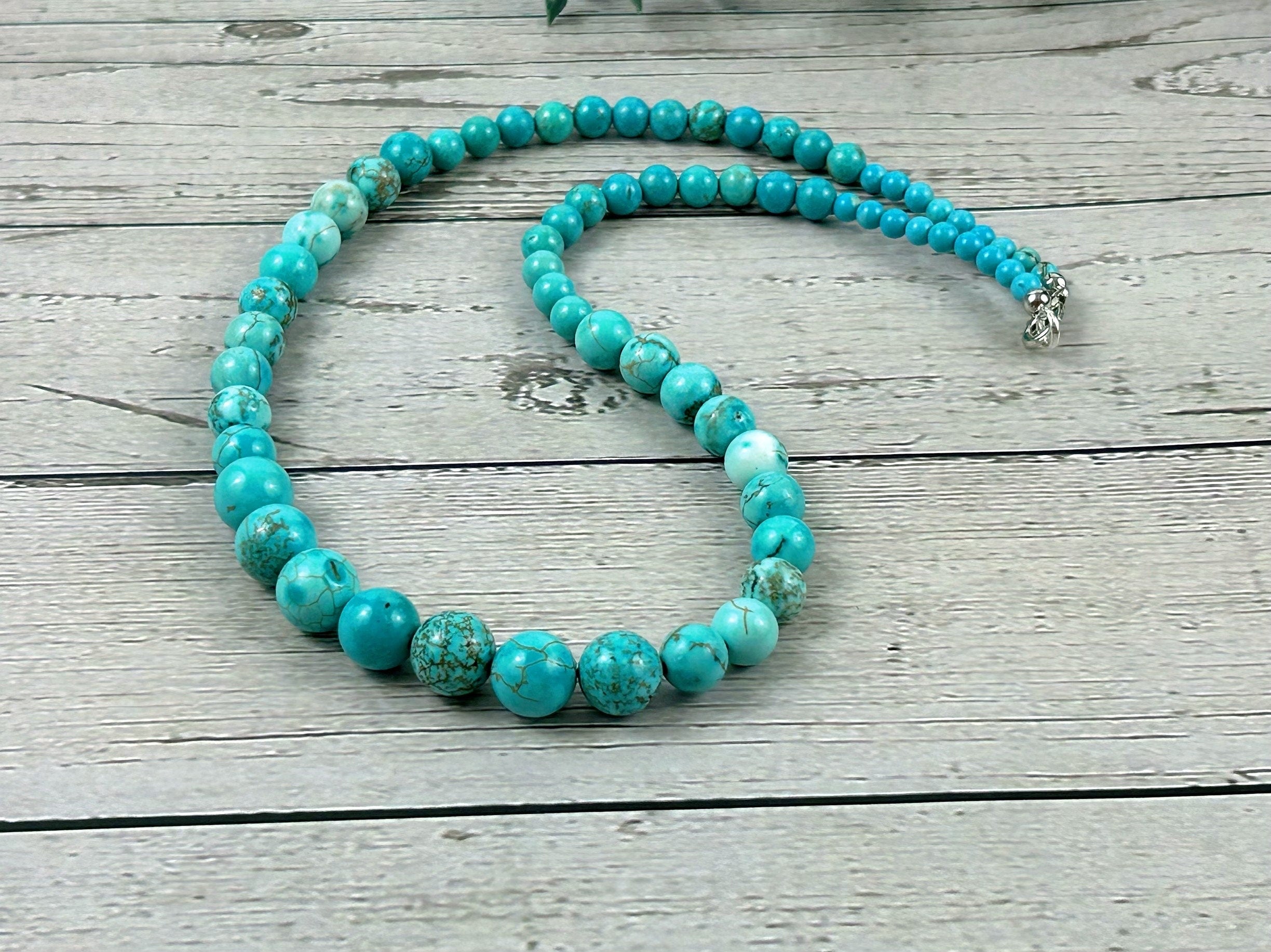Turquoise Necklace, Blue Beaded Necklace for Her, Turquoise Beads Necklace, Boho Necklace, Personalized Jewelry, Birthday Gift for Her