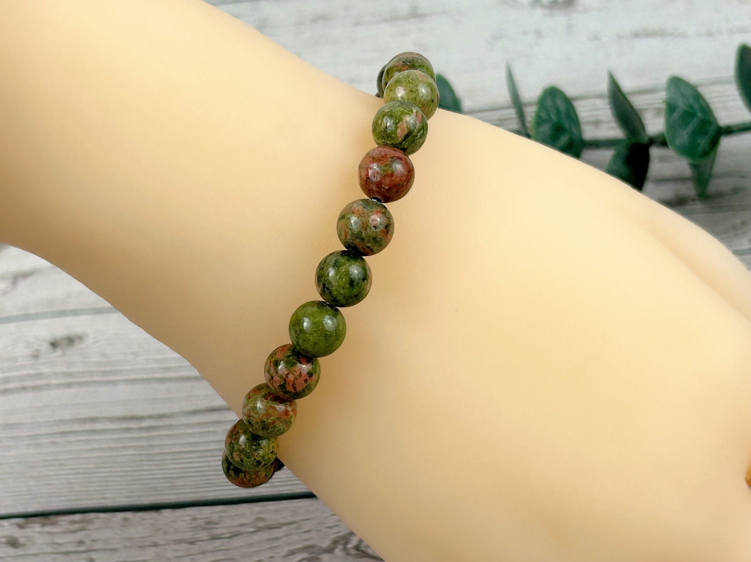 Unakite Bracelet, Green Beaded Bracelet, Fertility Bracelet, Gemstone Bracelet, Handmade Bracelet, Birthday Gift for Her, Gift for Him