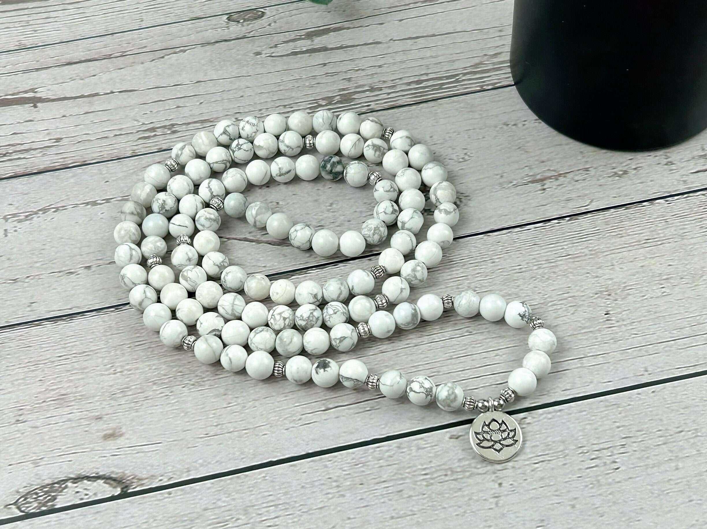 108 Mala Beads Necklace, Howlite Necklace, Prayer Beads Necklace, 108 Mala Beads Bracelet , Meditation Necklace, Handmade Jewelry