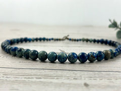 Blue Jasper Gemstone Necklace, Blue Beaded Necklace, Ocean Theme Necklace, Personalized Necklace, Women Necklace, Birthday Gift