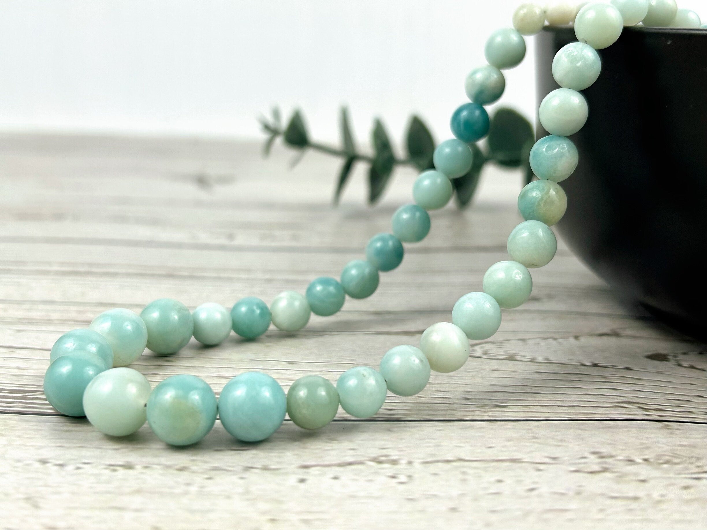 Blue Amazonite Necklace, Beaded Necklace, Gemstones Jewelry, Healing Stone Yoga Necklace, Protection Necklace, Valentine Gift, Birthday Gift