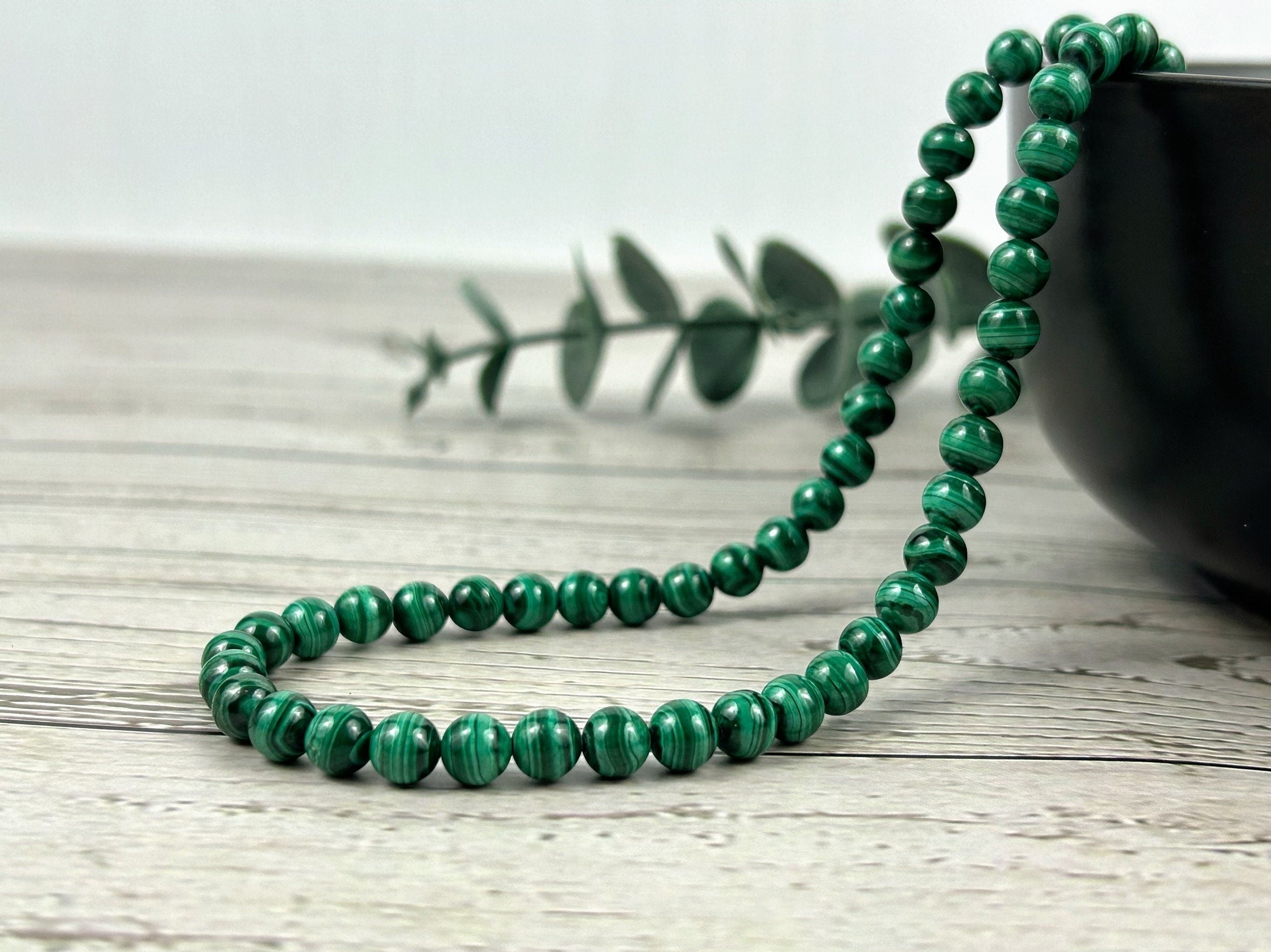 Malachite Necklace, Green Beaded Necklace, Healing Gemstone Jewelry, Handmade Jewelry, Personalized Necklace, Natural Stones Jewelry
