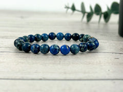 Blue Jasper Bracelet, Blue Beaded Bracelet, Gemstone Bracelet, Handmade Bracelet, Birthday Gift for Her, Gift for Him