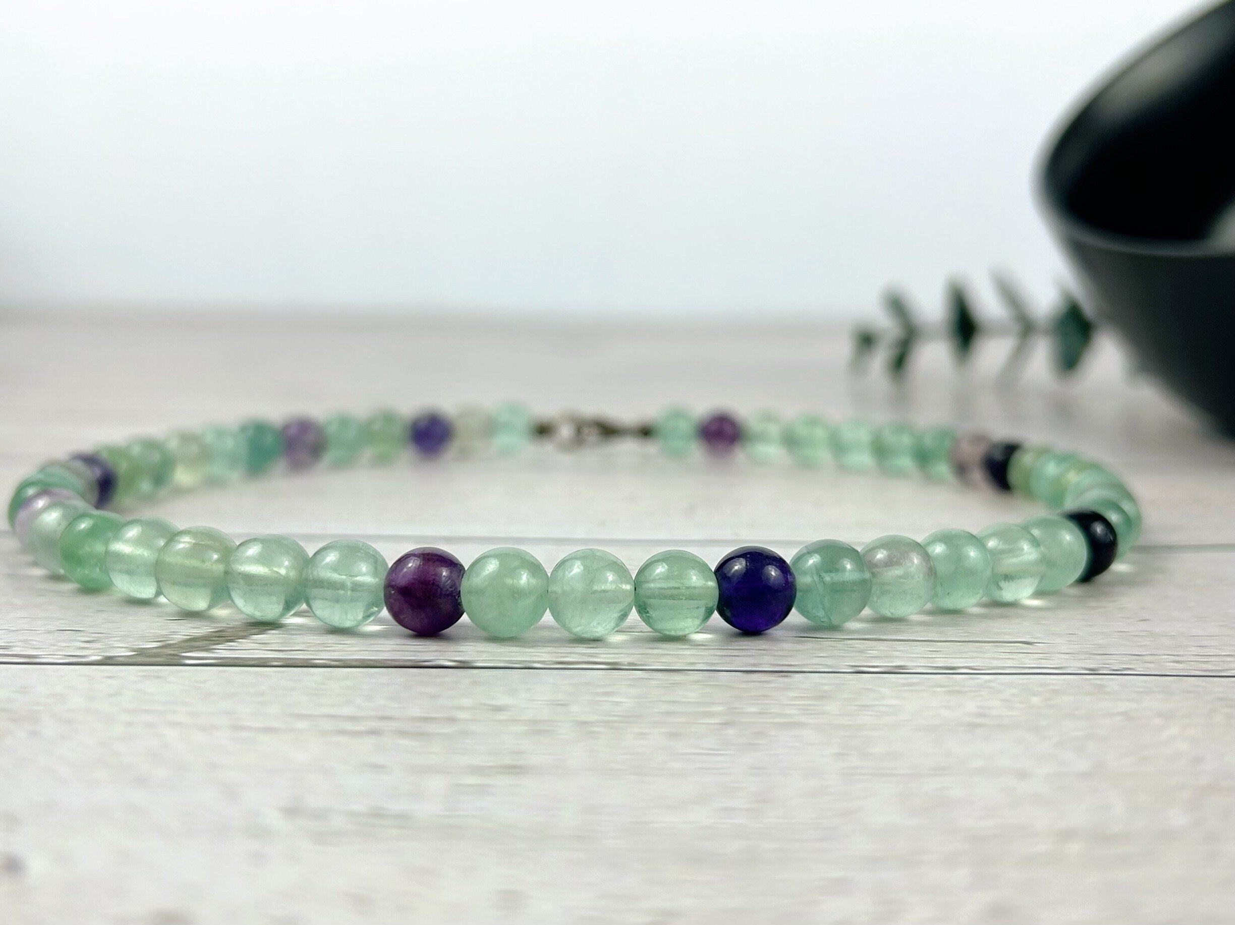 Fluorite Necklace, Beaded Necklace, Energy Necklace, Natural Stone Necklace, Gemstones Necklace, Gift for Her, Handmade Jewelry