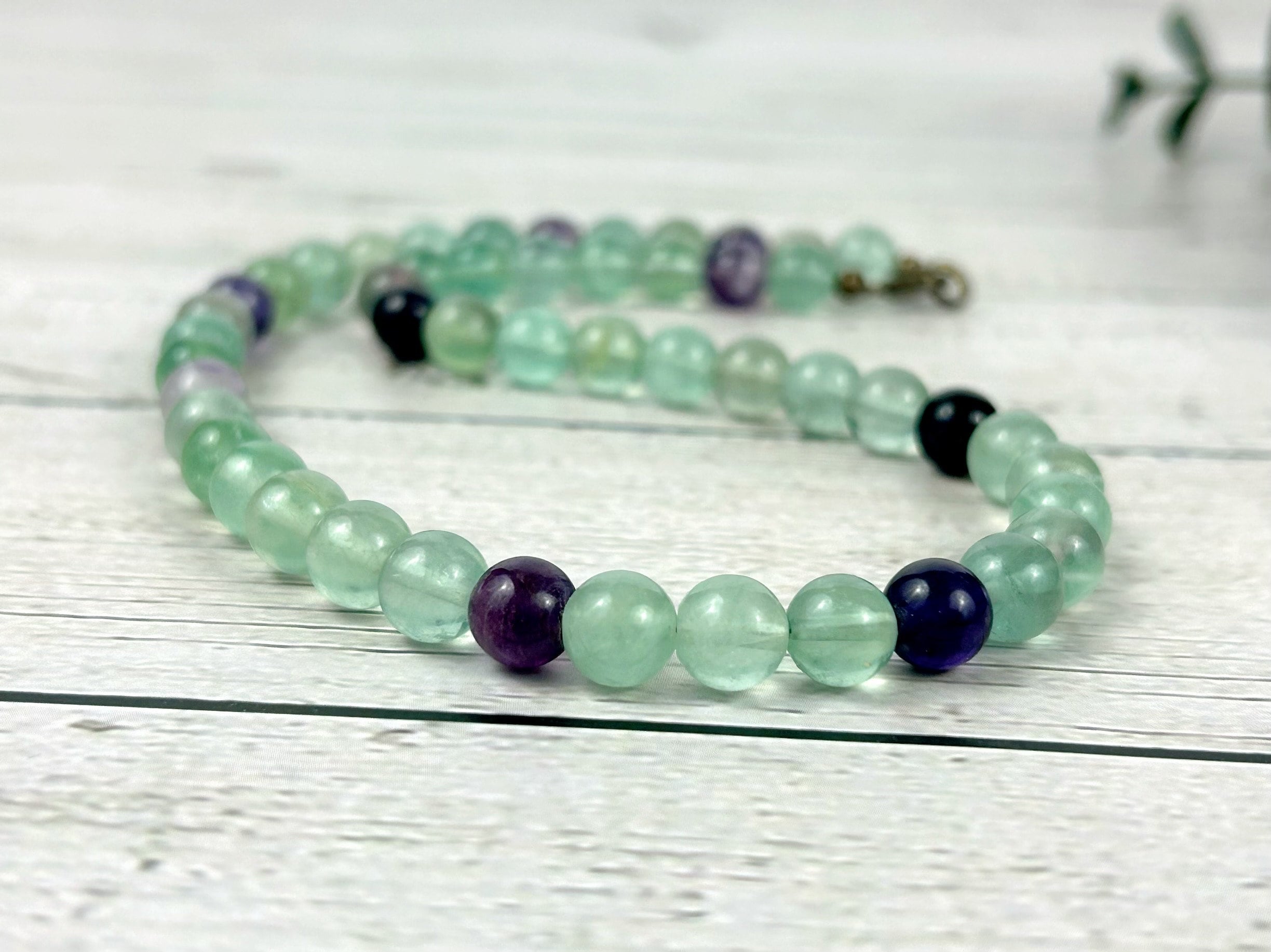 Fluorite Necklace, Beaded Necklace, Energy Necklace, Natural Stone Necklace, Gemstones Necklace, Gift for Her, Handmade Jewelry