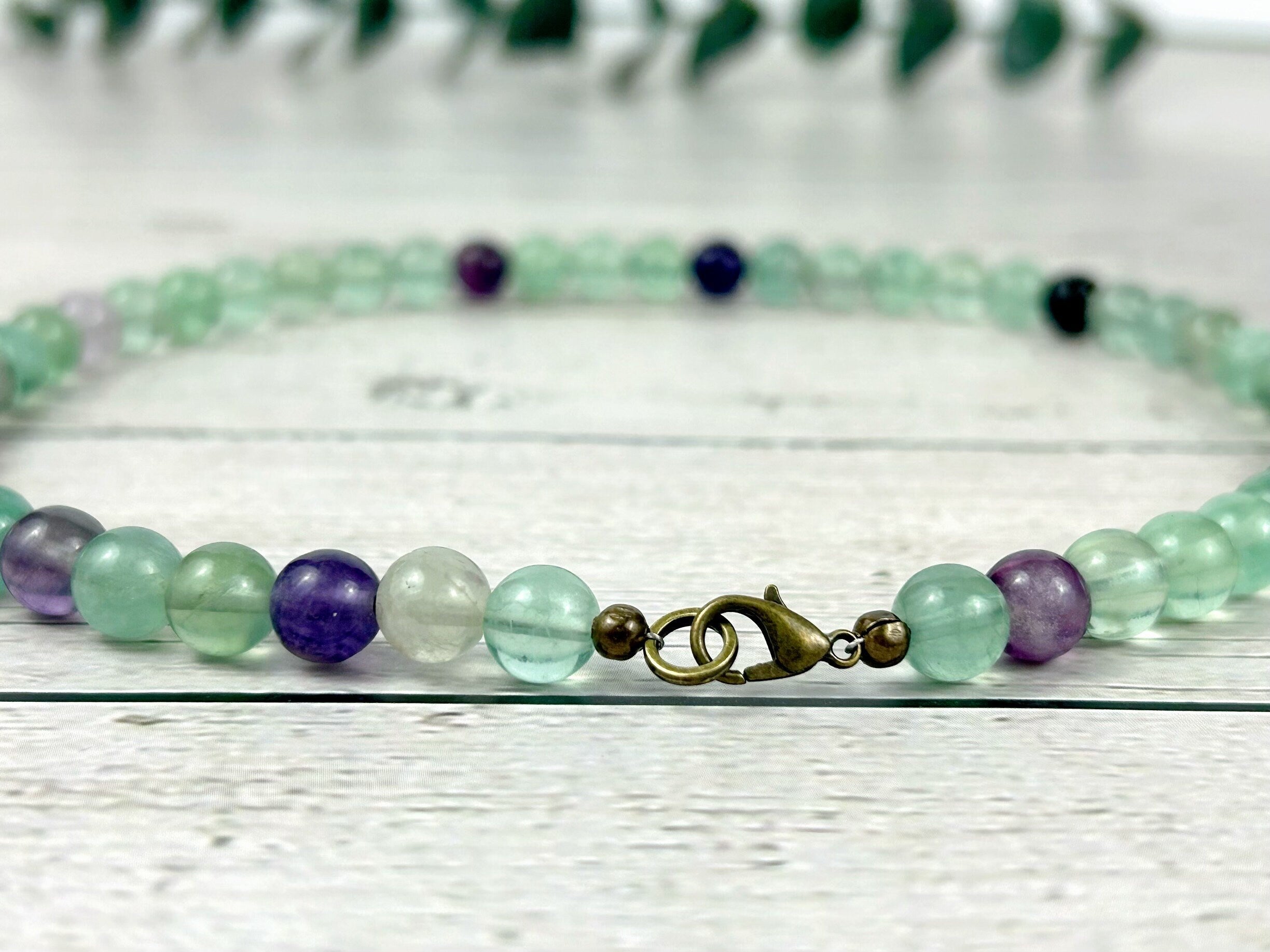 Fluorite Necklace, Beaded Necklace, Energy Necklace, Natural Stone Necklace, Gemstones Necklace, Gift for Her, Handmade Jewelry