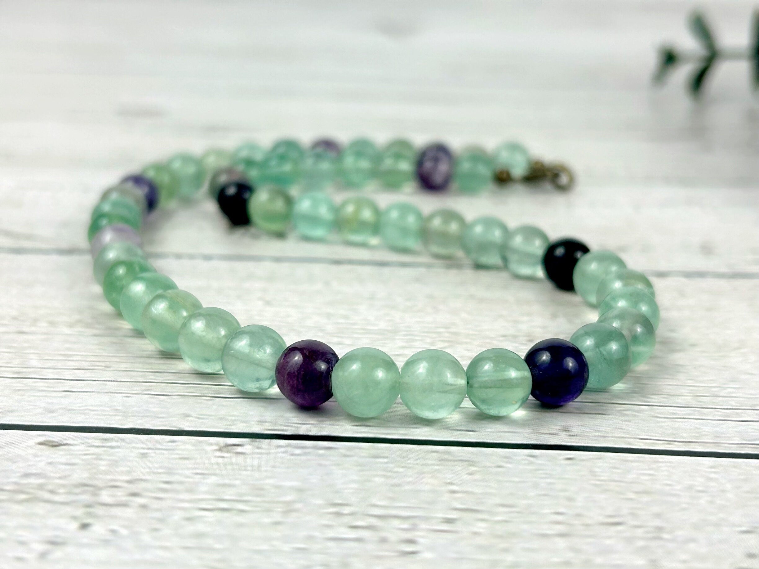 Fluorite Necklace, Beaded Necklace, Energy Necklace, Natural Stone Necklace, Gemstones Necklace, Gift for Her, Handmade Jewelry