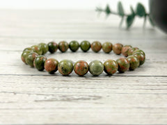 Unakite Bracelet, Green Beaded Bracelet, Fertility Bracelet, Gemstone Bracelet, Handmade Bracelet, Birthday Gift for Her, Gift for Him