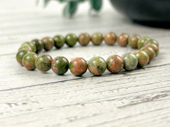 Unakite Bracelet, Green Beaded Bracelet, Fertility Bracelet, Gemstone Bracelet, Handmade Bracelet, Birthday Gift for Her, Gift for Him