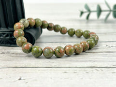 Unakite Bracelet, Green Beaded Bracelet, Fertility Bracelet, Gemstone Bracelet, Handmade Bracelet, Birthday Gift for Her, Gift for Him