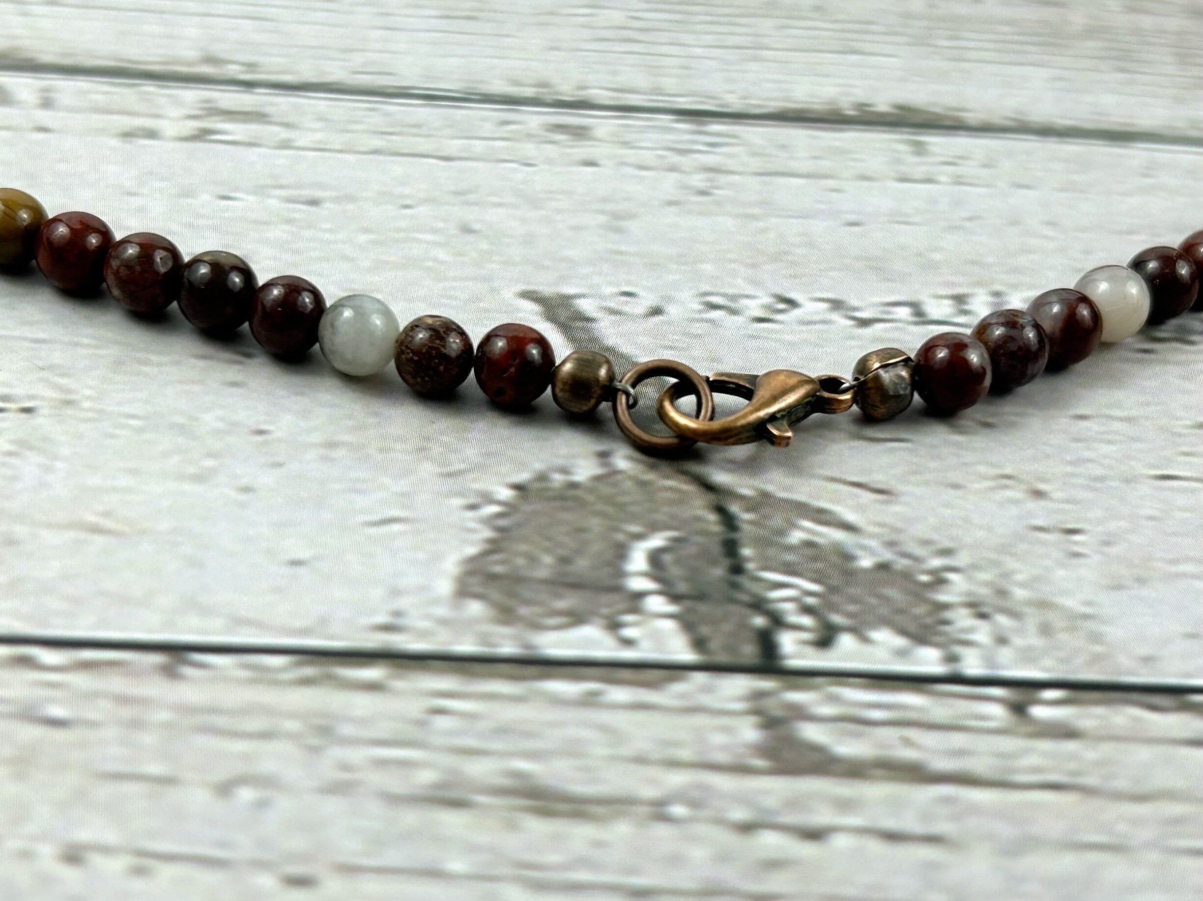 Jasper Necklace, Red Flower Jasper Necklace, Natural Stone Necklace, Gift for her, Healing Stones, Personalized Necklace, Gemstones Jewelry