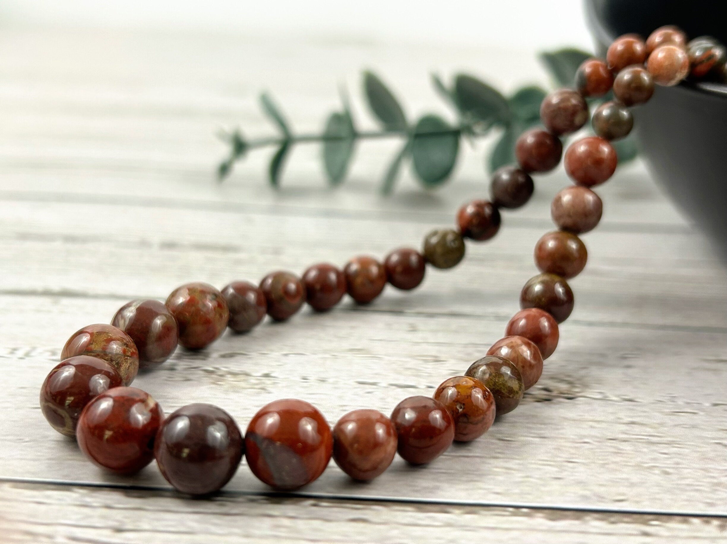 Jasper Necklace, Red Flower Jasper Necklace, Natural Stone Necklace, Gift for her, Healing Stones, Personalized Necklace, Gemstones Jewelry