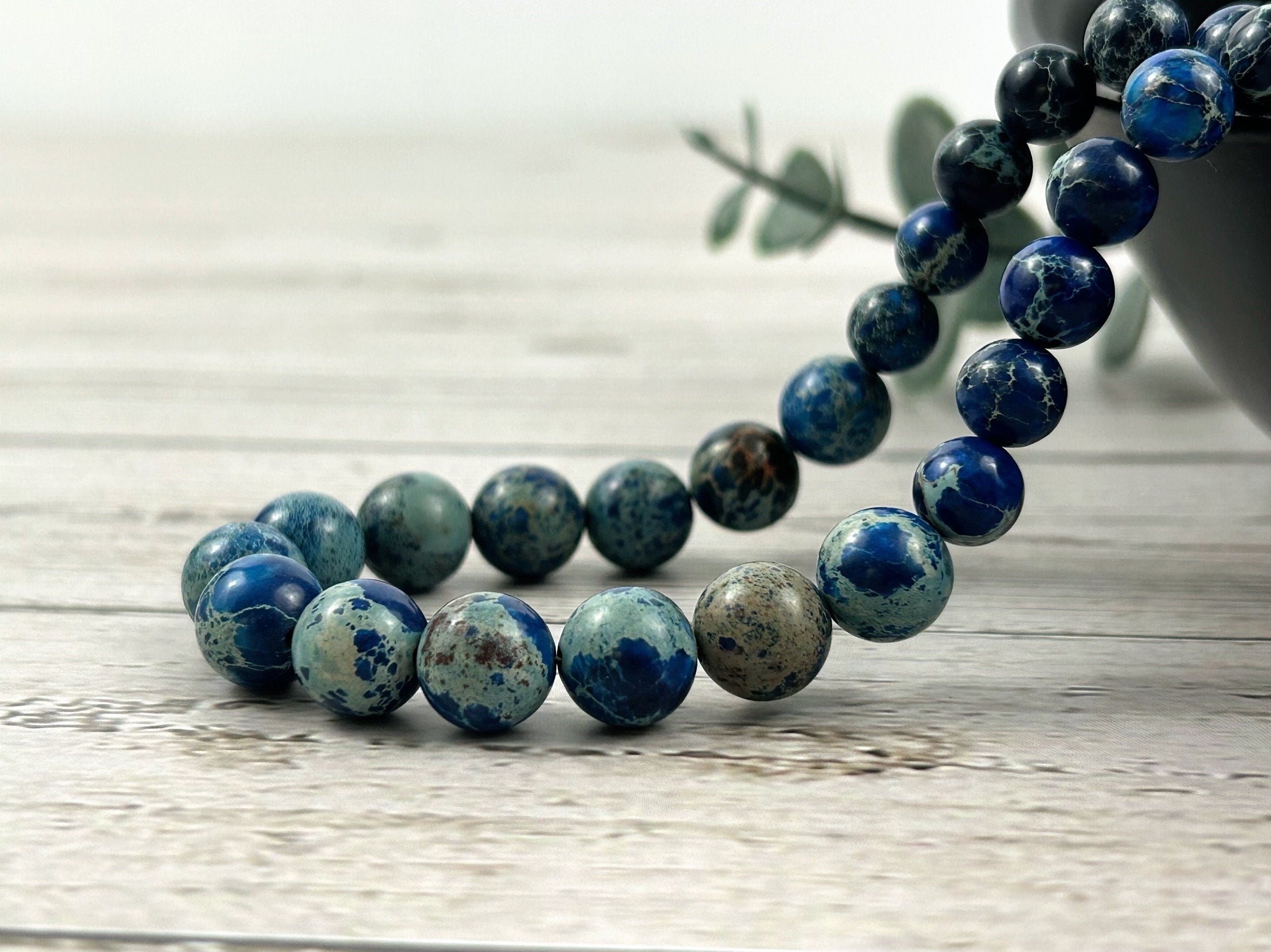 Blue Jasper Gemstone Necklace, Blue Beaded Necklace, Ocean Theme Necklace, Personalized Necklace, Women Necklace, Birthday Gift