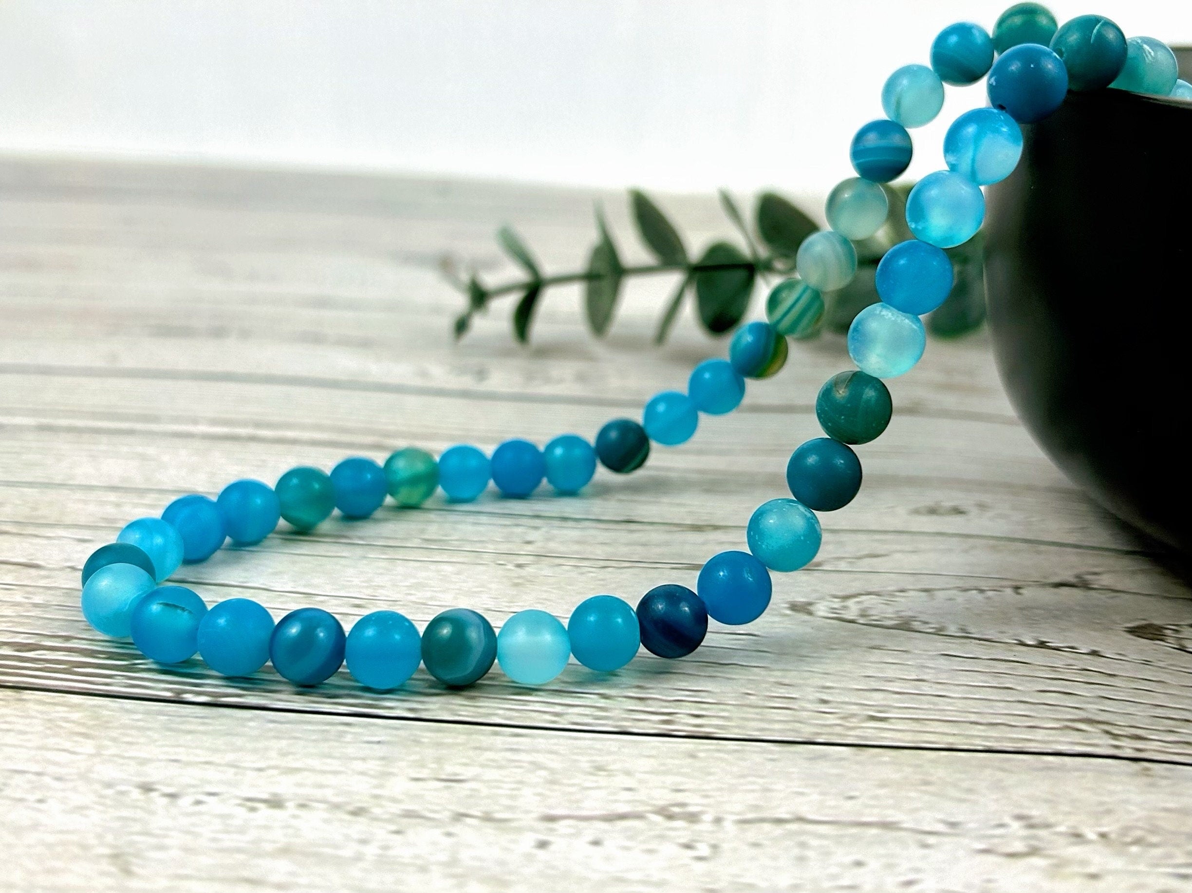 Blue Fire Agate Necklace, Blue Beaded Necklace, Gemstones Jewelry, Stone Necklace, Protection Necklace, Women Necklace, Necklace Gift