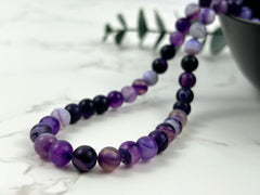 Purple Agate Necklace, Beaded Necklace, Natural Stone Necklace, Gemstones Necklace, Protection Necklace, Gift for Her, Handmade Jewelry