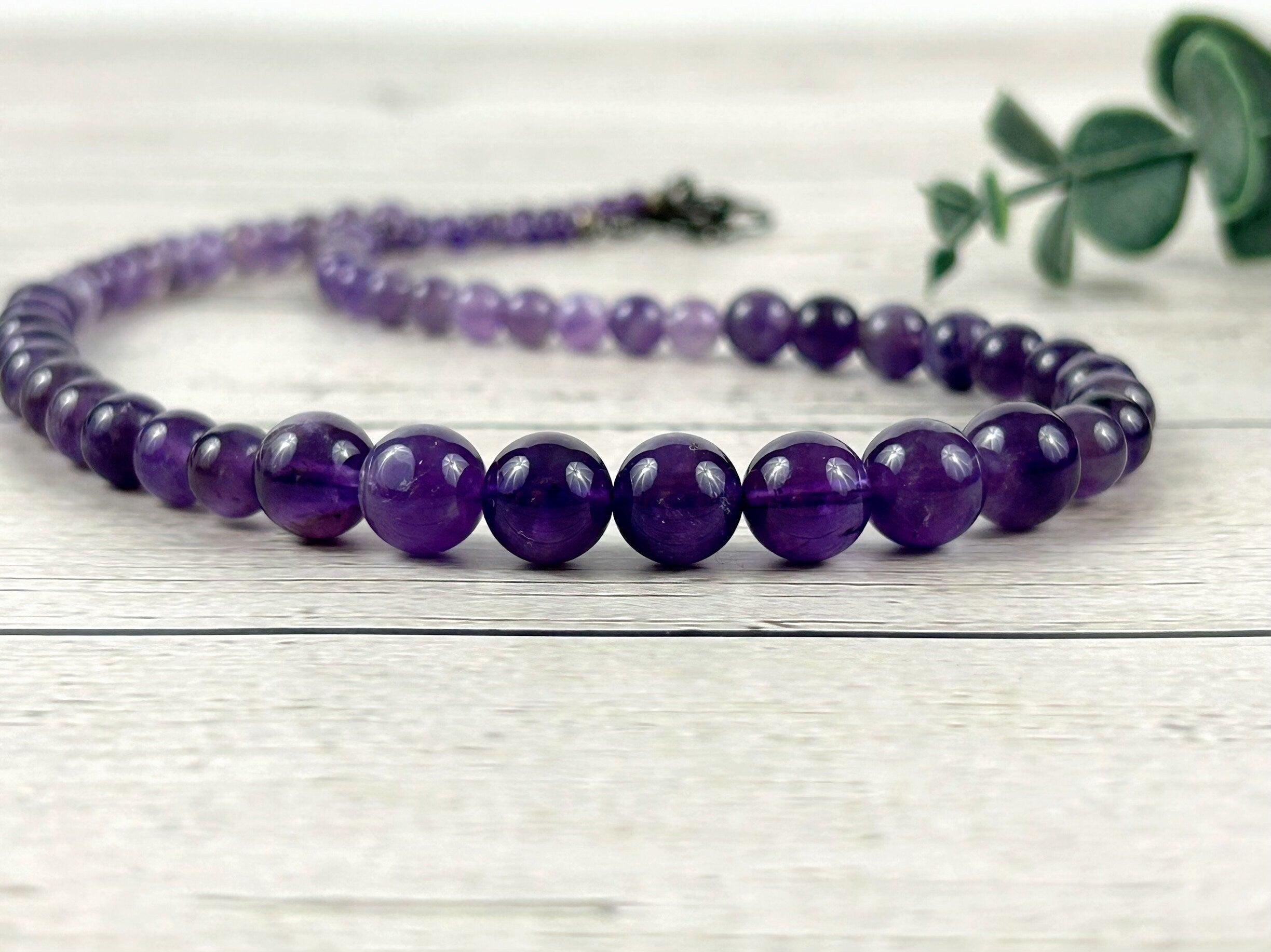 Amethyst Necklace, Beaded Necklace, Natural Stone Necklace, Purple Beaded Necklace, Elegant Necklace, Personalized Jewelry, Birthday Gift
