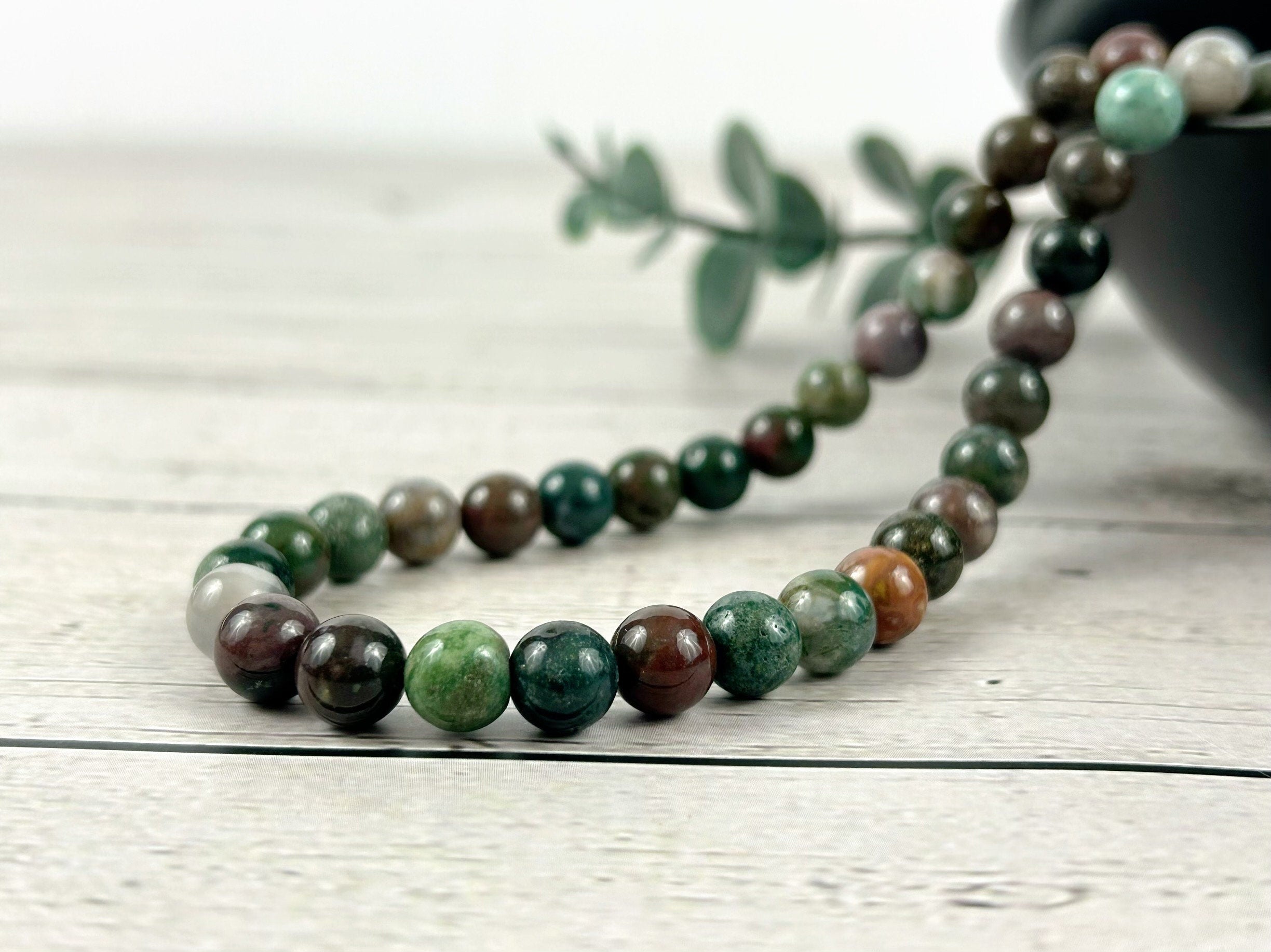 Indian Agate Necklace, Beaded Necklace, Natural Stone Necklace, Gemstones Necklace, Protection Necklace, Necklace Gift, Handmade Necklace