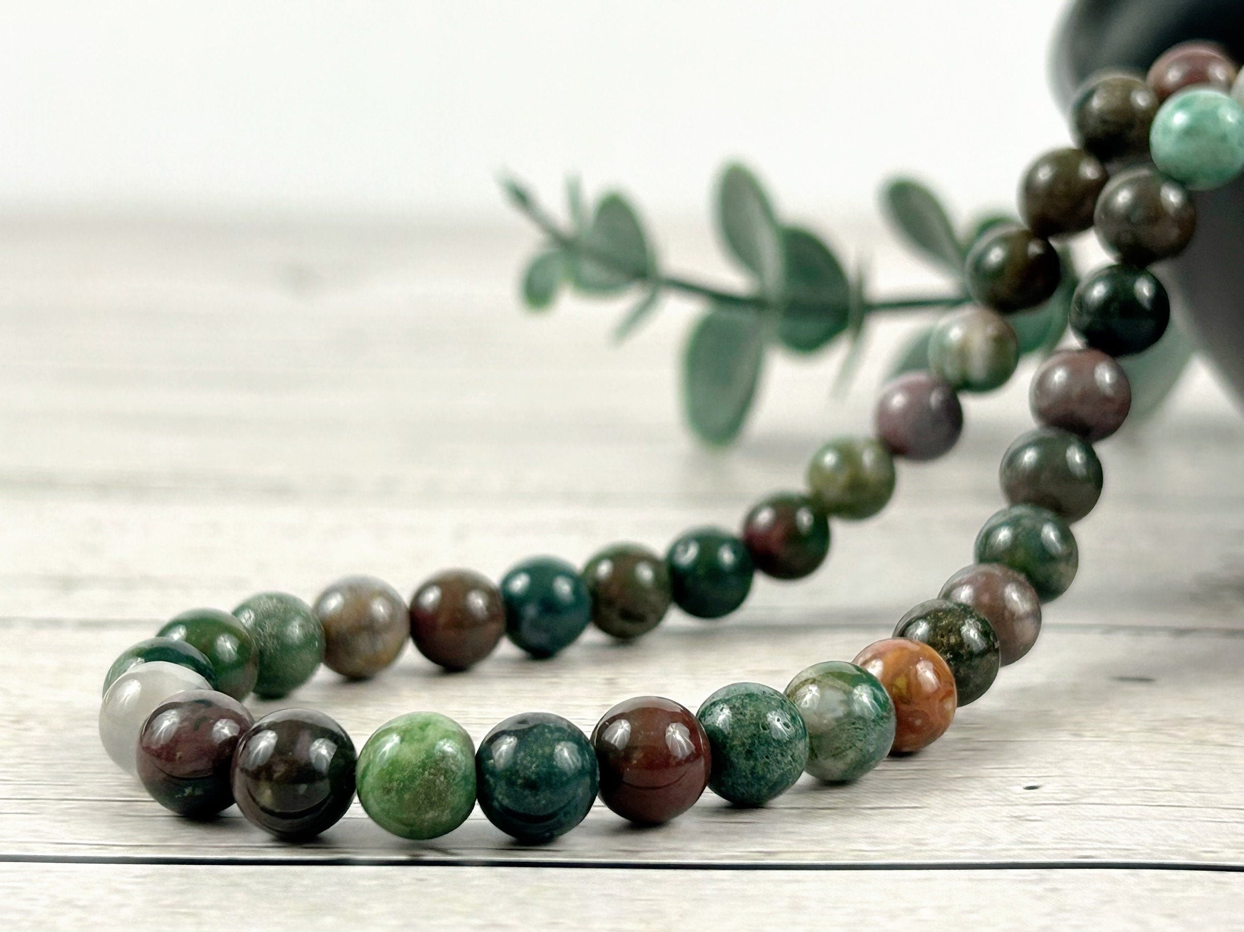 Indian Agate Necklace, Beaded Necklace, Natural Stone Necklace, Gemstones Necklace, Protection Necklace, Necklace Gift, Handmade Necklace