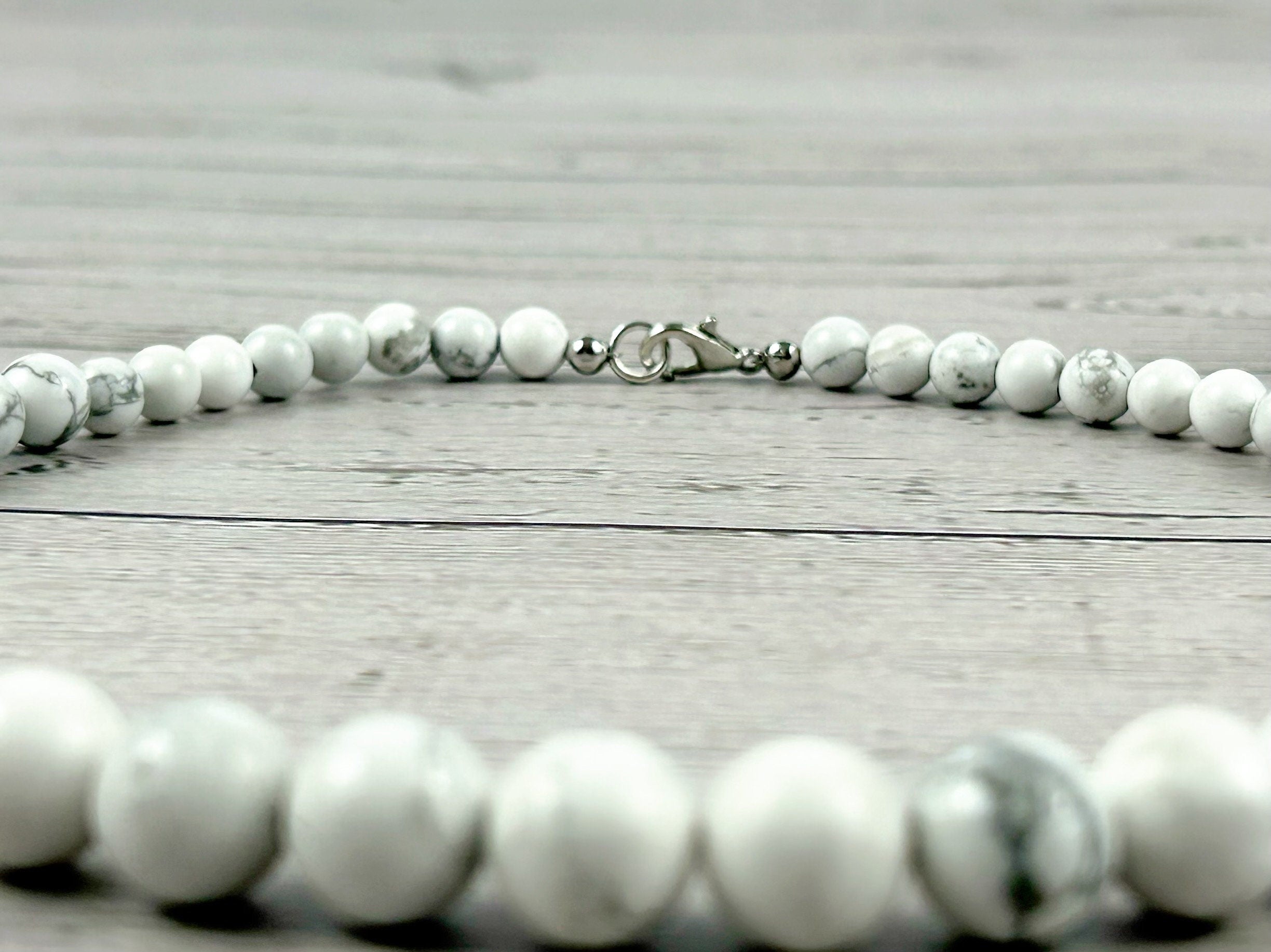 White Howlite Necklace, Beaded Necklace, Natural Stone Necklace, Gemstones Necklace, Women Necklace, Gift for Her, Handmade Necklace